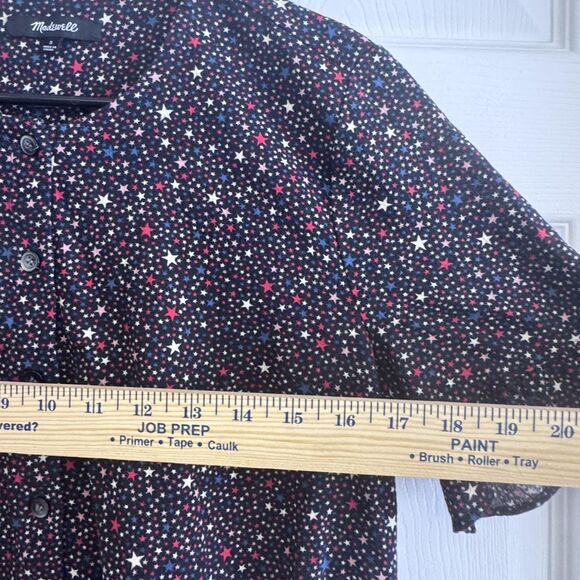 Madewell Top Womens Small Star Print Peplum Ruffle Hem Button Blouse - Picture 5 of 8